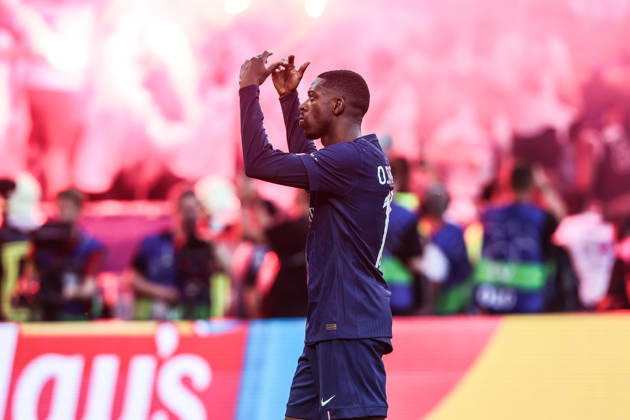 Sport, Football, UEFA Champions League season 2025 2026 Final Paris Saint Germain FC Arsenal 30 05 2026, Puskas Arena Budapest Goal celebration Paris Saint Germain after Ousmane Dembele Paris scored a penalty to equalize the score at 1 1, the players rejoice Budapest Puskas Arena Hungary