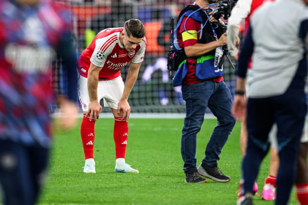 260530 Viktor Gyökeres of Arsenal looks dejected after the UEFA Champions League final match between Paris Saint Germain and Arsenal on May 30, 2026 in Budapest Photo Maxim Thore BILDBYRAN kod MT MT1056 fotboll football soccer fotball uefa champions league champions league paris saint germain arsenal bbeng depp Copyright: MAXIMxTHORE BB260530MT211