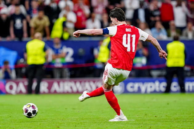 Paris Saint-Germain v Arsenal FC - UEFA Champions League Final 2026 Declan Rice of Arsenal FC during the UEFA Champions League Final match between Paris Saint-Germain FC and Arsenal FC at Puskas Arena on May 30, 2026 in Budapest, Hungary Budapest Puskas Arena Hungary Hungary Copyright: xGiuseppexMaffiax 260528UCLFinal_PSG-Arsenal_GM_00596