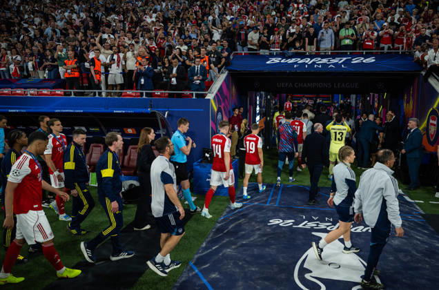 260530 Viktor Gyökeres of Arsenal looks dejected after the UEFA Champions League final match between Paris Saint Germain and Arsenal on May 30, 2026 in Budapest Photo Maxim Thorà BILDBYRAN kod MT MT1056 fotboll football soccer fotball uefa champions league champions league paris saint germain arsenal bbeng interiör depp Copyright: MAXIMxTHORE BB260530MT292