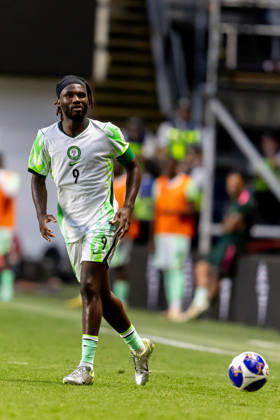 Jamaica v Nigeria, Unity Cup London 2026, Cup Final Nigeria forward Terem Moffi (9) plays a pass during the Unity Cup London 2026 match between Jamaica and Nigeria at The Valley, London, UK on 30 May 2026. London The Valley Greater London UK Editorial use only , Copyright: xManjitxNarotrax PSI-24353-0052