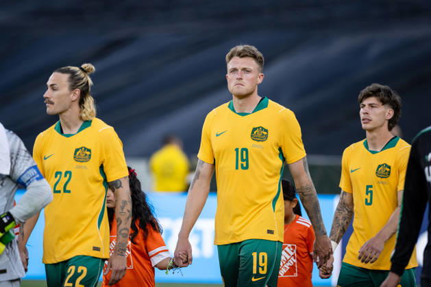 May 30, 2026, Pasadena, California, United States: Harry Souttar 19 of Australia enters the field during the International Friendly, Länderspiel, Nationalmannschaft match between Mexico and Australia at Rose Bowl Stadium on May 30, 2026 in Pasadena, California. Mexico V Australia International Frendly Match  - ZUMAe321 20260530_zsa_e321_076 Copyright: xArturoxCorderox