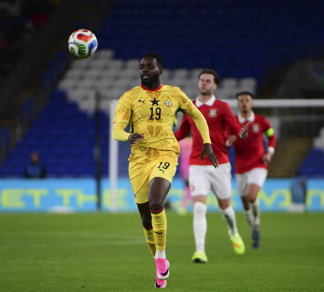 RECORD DATE NOT STATED 2nd June 2026; Cardiff City Stadium, Cardiff, Wales; Friendly International Football, Wales versus Ghana; Inaki Williams of Ghana looks to control the ball AledxHopkins
