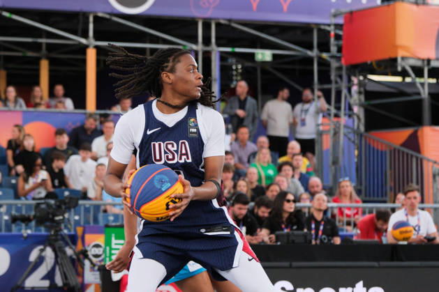 June 7, 2026, Warsaw, Masovian Voivodeship, Poland: USA s MILAYSIA FULWILEY (4) in action during a FIBA 3x3 Basketball World Cup women s semi-final game between Azerbaijan and USA in Warsaw, Poland. Warsaw Poland - ZUMAk204 20260607_zip_k204_230 Copyright: xRomanxKozielx