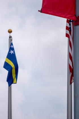 June 9, 2026, Boca Raton, Fl, USA: Flags fly outside FAU Stadium in Boca Raton, Florida, on Tuesday as CuraoÂßao held a closed training session ahead of its firstÃ¢â‚¬˜ever FIFA World Cup, WM, Weltmeisterschaft, Fussball match, a Group E opener against Germany. Boca Raton USA - ZUMAc343 20260609_znp_c343_011 Copyright: xChrisxBeckettx