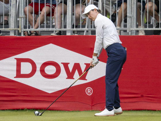 MIDLAND, MI - JUNE 13: Lindy Duncan tee™s off the first tee box during round three of the LPGA, Golf Damen Dow Championship on June 13, 2026, at Midland Country Club in Midland, Michigan. (Photo by Joseph Weiser Icon Sportswire) GOLF: JUN 13 LPGA Dow Championship EDITORIAL USE ONLY Icon2606130093