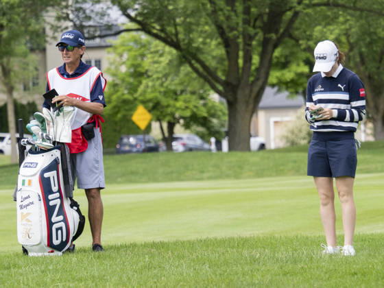 MIDLAND, MI - JUNE 13: Leona Maguire prepares to hit the ball during round three of the LPGA, Golf Damen Dow Championship on June 13, 2026, at Midland Country Club in Midland, Michigan. (Photo by Joseph Weiser Icon Sportswire) GOLF: JUN 13 LPGA Dow Championship EDITORIAL USE ONLY Icon2606130113
