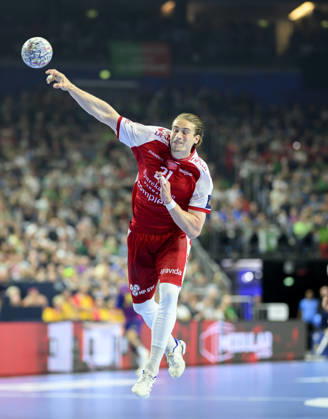 Juri Knorr AH action semi-final Aalborg Handbold AH vs Barca, on 13 06 2026 Men Handball EHF Champions League Final4 2026, from 13 06 14 06 2026 in Cologne Germany Lanxess Arena
