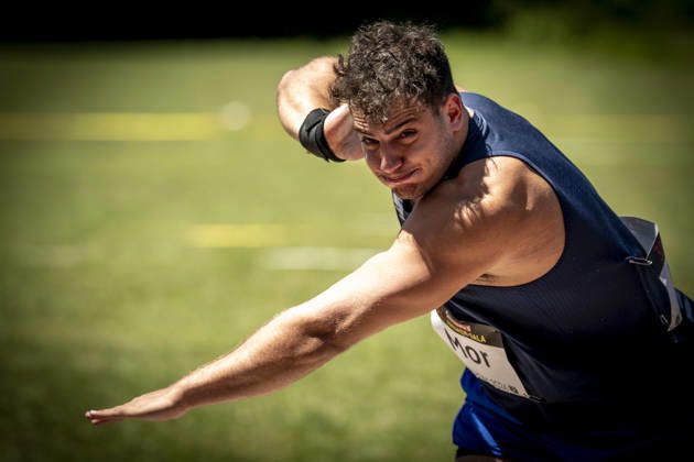 MANNHEIM, GERMANY - JUNE 13, 2026 : Idoh Mor (ISR Israel) competing in the men’s U20 shot put during the Juniorengala 2026 at Michael-Hoffmann-Stadion on June 13, 2026 in Mannheim, Germany. Baden-Wuerttemberg Germany Copyright: xAxelxKohringx