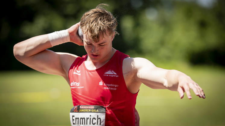 MANNHEIM, GERMANY - JUNE 13, 2026 : Max Louis Emmrich (GER LV 90 Erzgebirge) competing in the men’s U20 shot put during the Juniorengala 2026 at Michael-Hoffmann-Stadion on June 13, 2026 in Mannheim, Germany. Baden-Wuerttemberg Germany Copyright: xAxelxKohringx