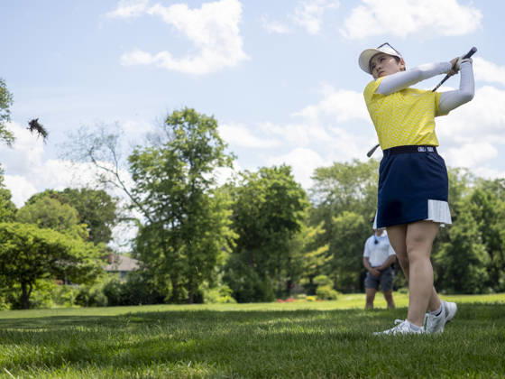MIDLAND, MI - JUNE 13: Yuna Nishimura hits the ball during round three of the LPGA, Golf Damen Dow Championship on June 13, 2026, at Midland Country Club in Midland, Michigan. (Photo by Joseph Weiser Icon Sportswire) GOLF: JUN 13 LPGA Dow Championship EDITORIAL USE ONLY Icon2606130373