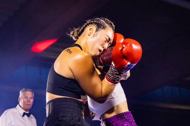 FLENSBURG, GERMANY - JUNE 13: Action inside the ropes during the WBO International Super Feather Title Fight between Lara Ochmann (Germany) vs. Amanda Chan (Singapore) at Gorzelniaski Halle on June 13, 2026 in Flensburg, Germany. Schleswig-Holstein Germany Copyright: xMarioxM.xKobergx