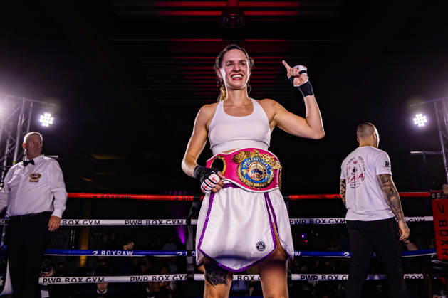 FLENSBURG, GERMANY - JUNE 13: Lara Ochmann (Germany) winner by decision during the WBO International Super Feather Title Fight between Lara Ochmann (Germany) vs. Amanda Chan (Singapore) at Gorzelniaski Halle on June 13, 2026 in Flensburg, Germany. Schleswig-Holstein Germany Copyright: xMarioxM.xKobergx