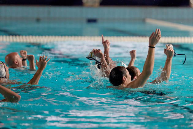 Zodiac CNAB players celebrate after winning the European Aquatics Men™s Water polo, Wasserball Champions League gold‘medal match against Pro Recco at the National Pool, Tal‘Qroqq, Malta, on 13 June 2026. Zodiac CNAB v Pro Recco - Men™s Water Polo Men Champions League 2026 Final; EA_CL_2026_MLT