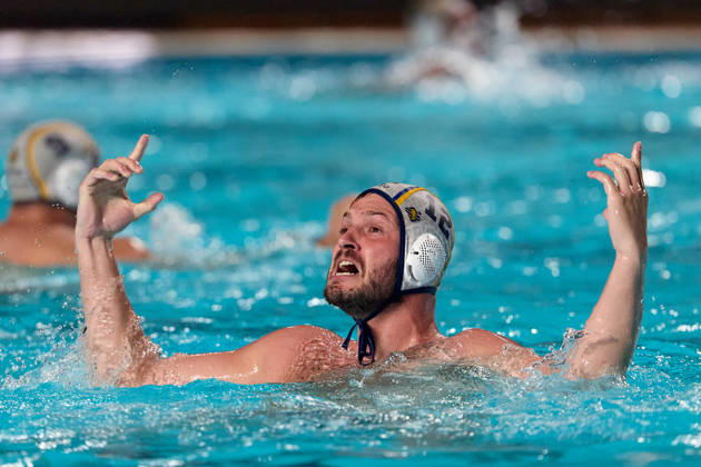 Alejandro Bustos Sanchez of Zodiac CNAB reacts in celebration after winning the European Aquatics Men™s Water polo, Wasserball Champions League gold‘medal match against Pro Recco at the National Pool, Tal‘Qroqq, Malta, on 13 June 2026. Zodiac CNAB v Pro Recco - Men™s Water Polo Men Champions League 2026 Final; EA_CL_2026_MLT
