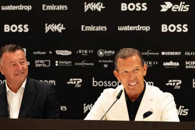 Stuttgart, GERMANY - June 14: Edwin Weindorfer (Director of Tournament) and Daniel Grieder (CEO Hugo Boss AG) during the closing Pressconference at BOSS OPEN 2026, Tennisanlage Weissenhof on June 14, 2026 in Stuttgart, Germany. Baden-Württemberg Germany Copyright: xTimoxSteinx