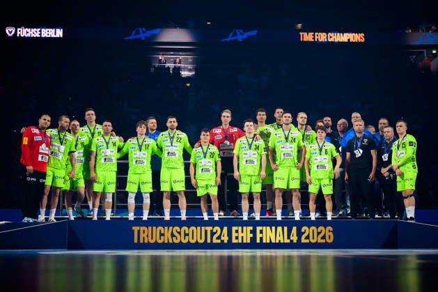 Cologne, Germany Handball EHF CL Final 4 Final Barca Fuechse Berlin the team of Berlin with the silver medal Cologne Lanxess Arena North Rhine-Westphalia Germany