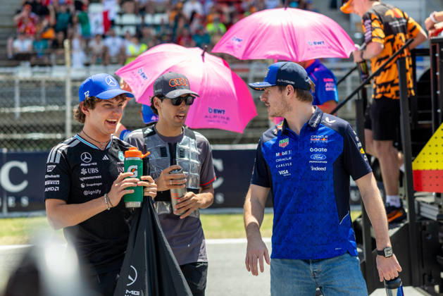 Kimi Antonelli, Mercedes AMG Petronas Formula One Team, Italy, 12; Gabriel Bortoleto, Audi Revolut F1 Team, Brazil, 05; and Max Verstappen, Oracle Red Bull Racing, Netherlands, 03; ESP, Formula 1 World Championship, Barcelona-Catalunya Grand Prix, Circuit de Barcelona-Catalunya, Race, 2026 Season, June 14, 2026, ESP, Formula 1 World Championship, Barcelona-Catalunya Grand Prix, Circuit de Barcelona-Catalunya, Race, 2026 Season, June 14, 2026, Barcelona,detected_source_language Copyright: xEibner-Pressefoto MarcelxFischerx EP_MFI