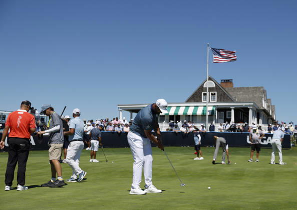 Jon Rahm of Spain practices putting on the Monday before the 126th U.S. Open Golf Championship at Shinnecock Hills Golf Club on Monday, June 15, 2026 in Southampton, New York.  NYP20260615319 JOHNxANGELILLO