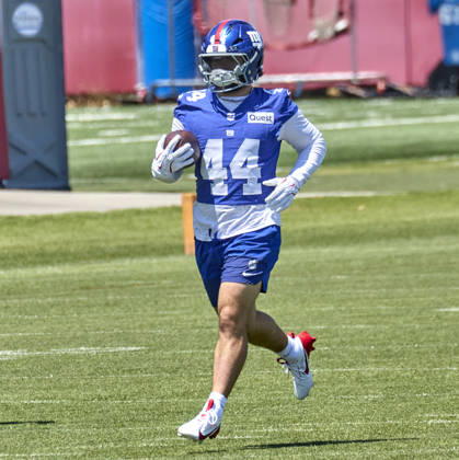 New York Giants running back Cam Skattebo (44) during minicamp held at the Quest Diagnostics Training Center in East Rutherford, New Jersey. CSM NFL, American Football Herren, USA 2026: NY Giants Minicamp June 09  - ZUMAc04_ 20260616_zma_c04_007 Copyright: xDuncanxWilliamsx