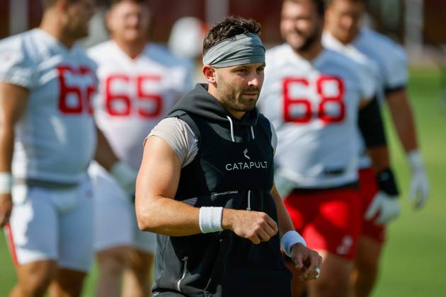 June 16, 2026, Tampa, Florida, USA: Tampa Bay Buccaneers quarterback Baker Mayfield (6) jogs, while he warms up with teammates during mandatory mini-camp at the AdventHealth Training Center in Tampa on Tuesday, June 16, 2026. Tampa USA - ZUMAs70_ 0859278500st Copyright: xJeffereexWoox