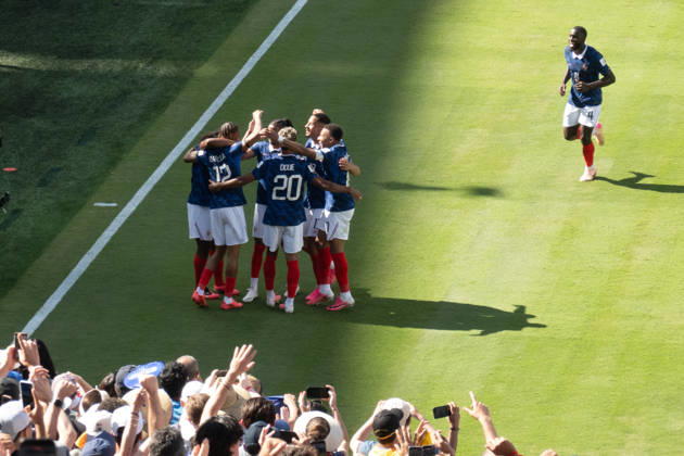 June 16, 2026, East Rutherford, New Jersey, USA: France s BRADLEY BARCOLA scores in the second half as France defeats Senegal 3-1 at FIFA World Cup, WM, Weltmeisterschaft, Fussball 2026 Group 1 match at New York New Jersey Stadium on June 16, 2026 in East Rutherford, New Jersey. East Rutherford USA - ZUMAb148 20260616_zap_b148_025 Copyright: xBryanxSmithx