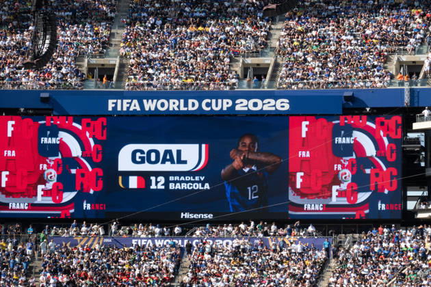 June 16, 2026, East Rutherford, New Jersey, USA: France s BRADLEY BARCOLA scores in the second half as France defeats Senegal 3-1 at FIFA World Cup, WM, Weltmeisterschaft, Fussball 2026 Group 1 match at New York New Jersey Stadium on June 16, 2026 in East Rutherford, New Jersey. East Rutherford USA - ZUMAb148 20260616_zap_b148_019 Copyright: xBryanxSmithx