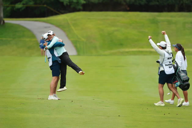 Dow Championship MIDLAND, MICHIGAN - JUNE 14: Gina Kim of the Unted States celebrates her eagle on the fifth hole during the final round of the Dow Championship at Midland Country Club in Midland, Michigan, USA on Sunday, June 14, 2026. Midland Michigan United States  Copyright: xJorgexLemusx originalFilename:lemus-dowchamp260614_np1WG