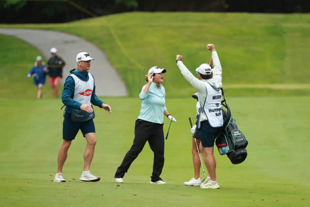 Dow Championship MIDLAND, MICHIGAN - JUNE 14: Gina Kim of the Unted States celebrates her eagle on the fifth hole during the final round of the Dow Championship at Midland Country Club in Midland, Michigan, USA on Sunday, June 14, 2026. Midland Michigan United States  Copyright: xJorgexLemusx originalFilename:lemus-dowchamp260614_np3SE