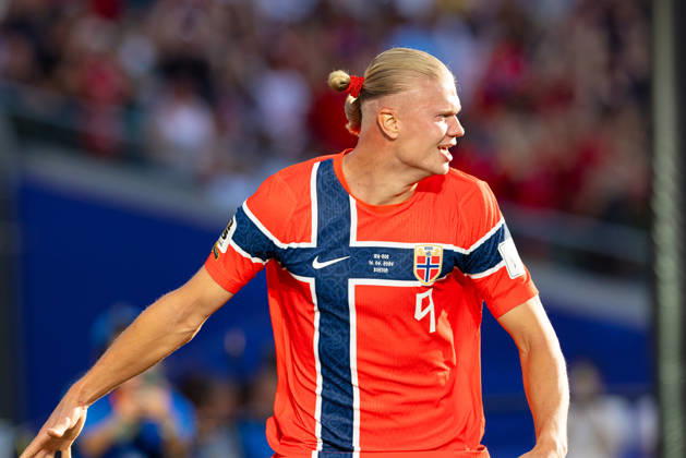June 16, 2026; Foxborough, Massachusetts, USA; Norway forward Erling Haaland (9) reacts after scoring a goal in a FIFA World Cup, WM, Weltmeisterschaft, Fussball 2026 Group I match between Iraq and Norway at Boston Stadium. (c) CSM - ZUMAc04_ 20260616_zma_c04_134 Copyright: xBurtxGranofskyx