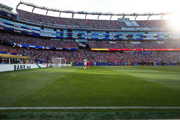 June 16, 2026; Foxborough, Massachusetts, USA; Norway forward Erling Haaland (9) pressures Iraq goalkeeper Jalal Hassan (12) in a FIFA World Cup, WM, Weltmeisterschaft, Fussball 2026 Group I match between Iraq and Norway at Boston Stadium. (c) CSM - ZUMAc04_ 20260616_zma_c04_141 Copyright: xBurtxGranofskyx