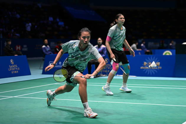 MACAO, CHINA - JUNE 19: Yi En Hsieh and Teng Chun Hsun of Chinese Taipei compete in the Women s Doubles Quarterfinal match against Bao Lijing and Cao Zihan of China on day 4 of Macao Open Badminton 2026 at Macao East Asian Games Dome on June 19, 2026 in Macao, China.  Copyright: xVCGx 111649293715
