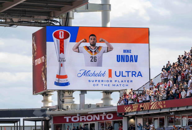 Soccer, Mens, 2026 FIFA World Cup, Group E match in Toronto, Matchday 2, Germany vs. Ivory Coast, scoreboard showing Deniz Undav as Man of the Match, June 20, 2026,,detected_source_language Copyright: xMatthiasxKochx