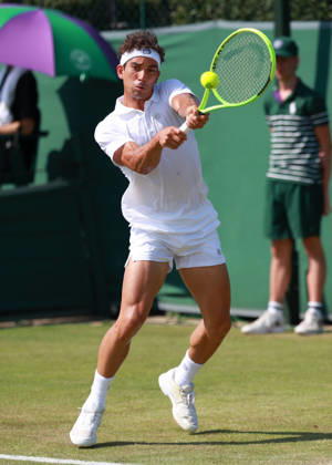 Moez Echargui TUN, Men s Singles, Qualifying, Wimbledon Tennis, Wimbledon 2026, Grand Slam, ITF, ATP, WTA, AELTC, London, Great Britain, June 24, 2026 Copyright: xJuergenxHasenkopfx