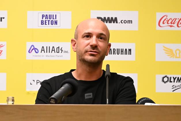 STVV s head coach Frederic De Meyer pictured during a press conference, PK, Pressekonferenz of Belgian first division soccer team Sint-Truiden VV, on Friday 26 June 2026 in Sint-Truiden, in preparation of the upcoming 2026-2027 Belgian first division soccer season. JILLxDELSAUX x179366912x