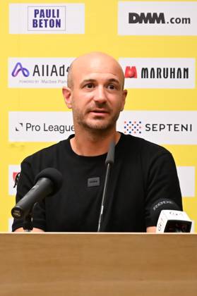 STVV s head coach Frederic De Meyer pictured during a press conference, PK, Pressekonferenz of Belgian first division soccer team Sint-Truiden VV, on Friday 26 June 2026 in Sint-Truiden, in preparation of the upcoming 2026-2027 Belgian first division soccer season. JILLxDELSAUX x179366919x