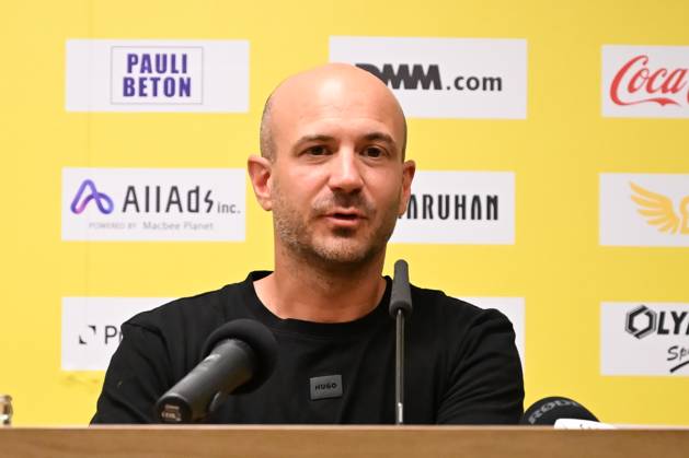 STVV s head coach Frederic De Meyer pictured during a press conference, PK, Pressekonferenz of Belgian first division soccer team Sint-Truiden VV, on Friday 26 June 2026 in Sint-Truiden, in preparation of the upcoming 2026-2027 Belgian first division soccer season. JILLxDELSAUX x179367274x