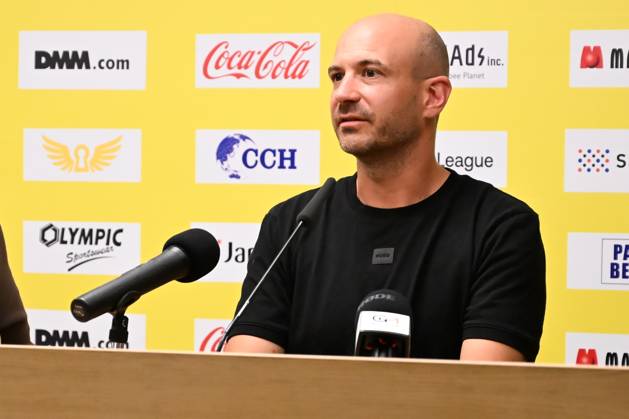 STVV s head coach Frederic De Meyer pictured during a press conference, PK, Pressekonferenz of Belgian first division soccer team Sint-Truiden VV, on Friday 26 June 2026 in Sint-Truiden, in preparation of the upcoming 2026-2027 Belgian first division soccer season. JILLxDELSAUX x179367448x