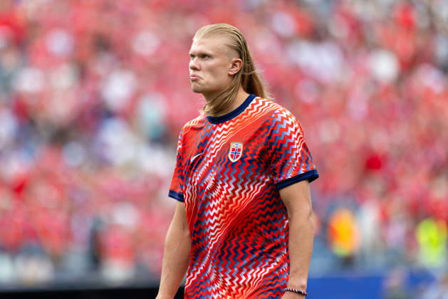 June 26, 2026; Foxborough, Massachusetts, USA; Norway forward Erling Haaland (9) walks on the field during warmups ahead of a FIFA World Cup, WM, Weltmeisterschaft, Fussball 2026 Group I match between Norway and France at Boston Stadium. (c) CSM - ZUMAc04_ 20260626_zma_c04_184 Copyright: xBurtxGranofskyx