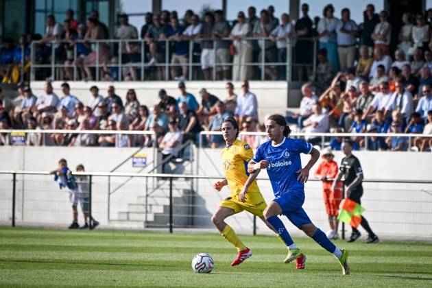 Gent s Mohammed El Adfaoui pictured in action during a friendly soccer game between first provincial division soccer team KFC Merelebeke and first division KAA Gent, on Saturday 27 June 2026 in Merelbeke, in preparation of the upcoming 2026-2027 Belgian first division soccer season. ELIASxROM  x179581683x