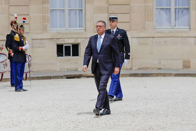 French President Emmanuel Macron welcomes Portuguese President Antonio Jose Seguro. President Antonio Jose Seguro walks on his way to meet French President Emmanuel Macron at the Élysée Palace in Paris, France, on July 1, 2026 Copyright: HMBxMedia xAntonioxBorga