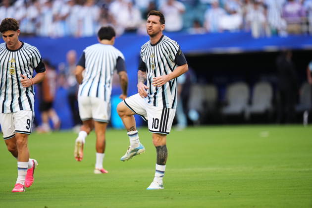 Argentina v Cape Verde - FIFA World Cup, WM, Weltmeisterschaft, Fussball 2026 - Round of 32 FLORIDA, USA - JULY 03: Lionel Messi of Argentina warms up prior the 2026 FIFA World Cup Round of 32 match between Argentina and Cape Verde at the Hard Rock Stadium (Miami Stadium) in Miami Gardens, Florida, United States on July 03, 2026. Jose Hernandez Anadolu Texas United States. Editorial use only. Please get in touch for any other usage.  Copyright: x2026xAnadoluxJosexHernandezx