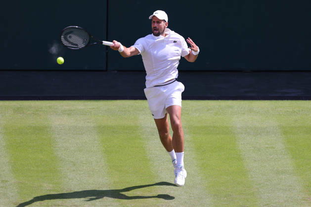 Novak Djokovic, SRB, during the third round of the 2026 All England Lawn Tennis Championships at Wimbledon, men s singles, London, July 3, 2026