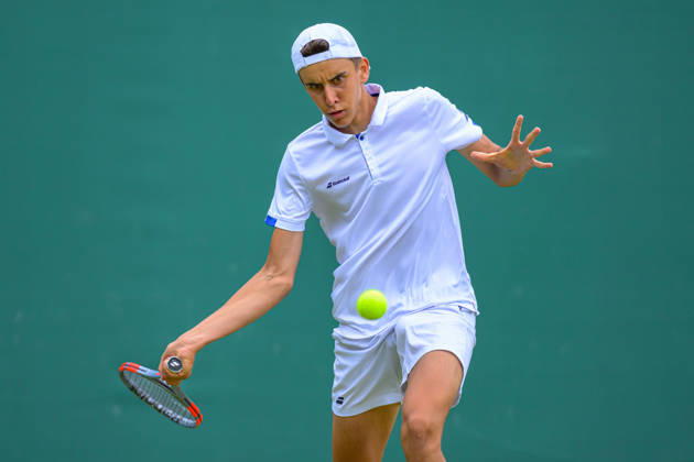 Day Six: The Championships - Wimbledon 2026 LONDON, ENGLAND JULY 04 - Vincent Fletcher of Great Britain reacts during Boy?s Single First Round against Luis Guto Miguel of Brazil at The Wimbledon Lawn Tennis Championship at Wimbledon on July 04, 2026 in London, England. (Photo by Keeran Marquis) Copyright: xKeeranxMarquis Fotoarena SPPx Sportspressphoto_SPR184605