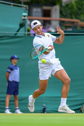 Day Six: The Championships - Wimbledon 2026 LONDON, ENGLAND JULY 04 - Luis Guto Miguel of Brazil during Boy?s Single First Round against Vincent Fletcher of Great Britain at The Wimbledon Lawn Tennis Championship at Wimbledon on July 04, 2026 in London, England. (Photo by Keeran Marquis) Copyright: xKeeranxMarquis Fotoarena SPPx Sportspressphoto_SPR184613