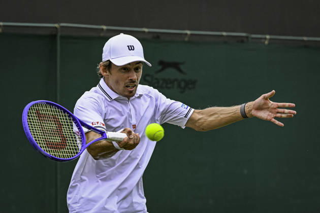 RECORD DATE NOT STATED 4th July 2026; All England Lawn Tennis and Croquet Club, London, England; Wimbledon Tennis Tournament, Day Six; Alex De Minaur (AUS) plays a forehand in his third round match against Zachary Svajda (USA) GodfreyxPitt
