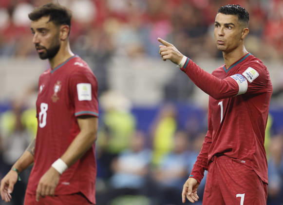 Portugal v Spain: Round of 16 - FIFA World Cup, WM, Weltmeisterschaft, Fussball 2026 Cristiano Ronaldo of Portugal pointing during the FIFA World Cup 2026 Round Of 16 match between Portugal and Spain at Dallas Stadium on July 6, 2026 in Arlington, United States. Arlington Dallas Stadium TX United States Copyright: xAllstarxPicturexLibraryxLtdx