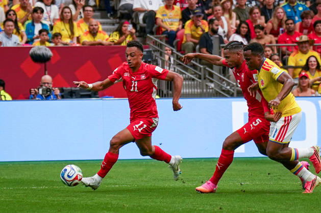 Canada Soccer, 2026 FIFA World Cup, Round of 16: Switzerland vs. Colombia at BC Place, Vancouver; Ruben Dan Ndoye (Switzerland), No. 11 on the ball Copyright: xJOERANxSTEINSIEKx