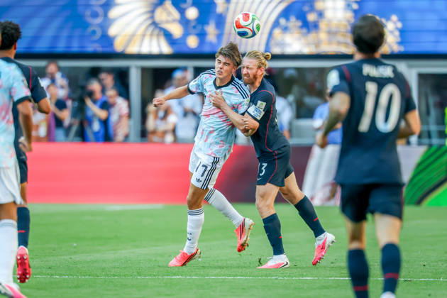 July 6, 2026, Seattle, Washington, USA: United States of America defender Tim Ream (13) and Belgium forward Charles de Ketelaere (17) during the match between USA and Belgium in the World Cup 2026 at Seattle Stadium, Seattle, Washington Seattle USA - ZUMAj111 20260706_zsp_j111_027 Copyright: xTomxJonesx