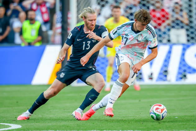 July 6, 2026, Seattle, Washington, USA: United States of America defender Tim Ream (13) and Belgium forward Charles de Ketelaere (17) during the match between USA and Belgium in the World Cup 2026 at Seattle Stadium, Seattle, Washington Seattle USA - ZUMAj111 20260706_zsp_j111_031 Copyright: xTomxJonesx